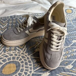 Steve Madden Suede Gray and Cream Sneakers